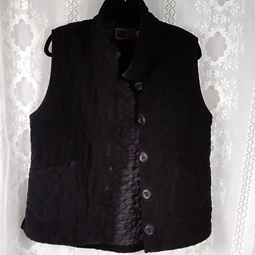 Habitat Clothes To Live In Women Jacket Vest Black Size SM 100% Cotton Courduroy